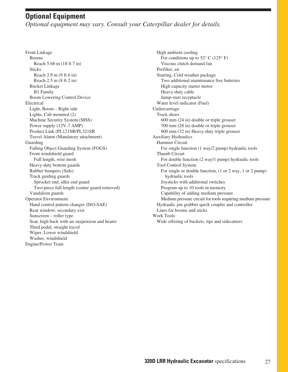 Optional equipment | Milton CAT 320D LRR User Manual | Page 27 / 28