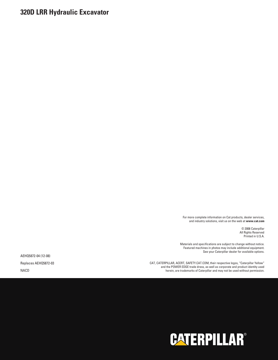 320d lrr hydraulic excavator | Milton CAT 320D LRR User Manual | Page 28 / 28