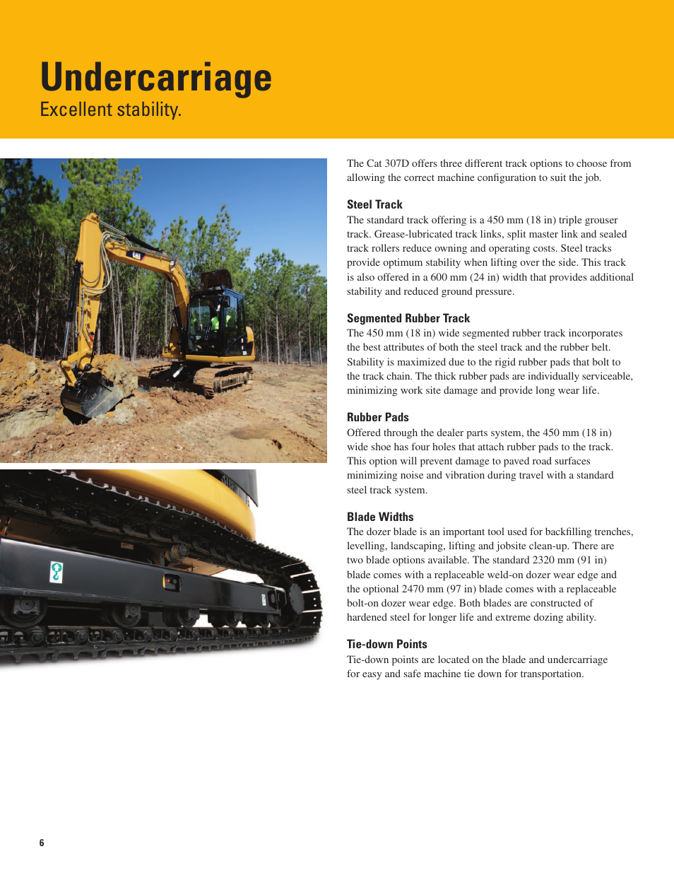 Undercarriage, Excellent stability | Milton CAT 307D User Manual | Page 6 / 12