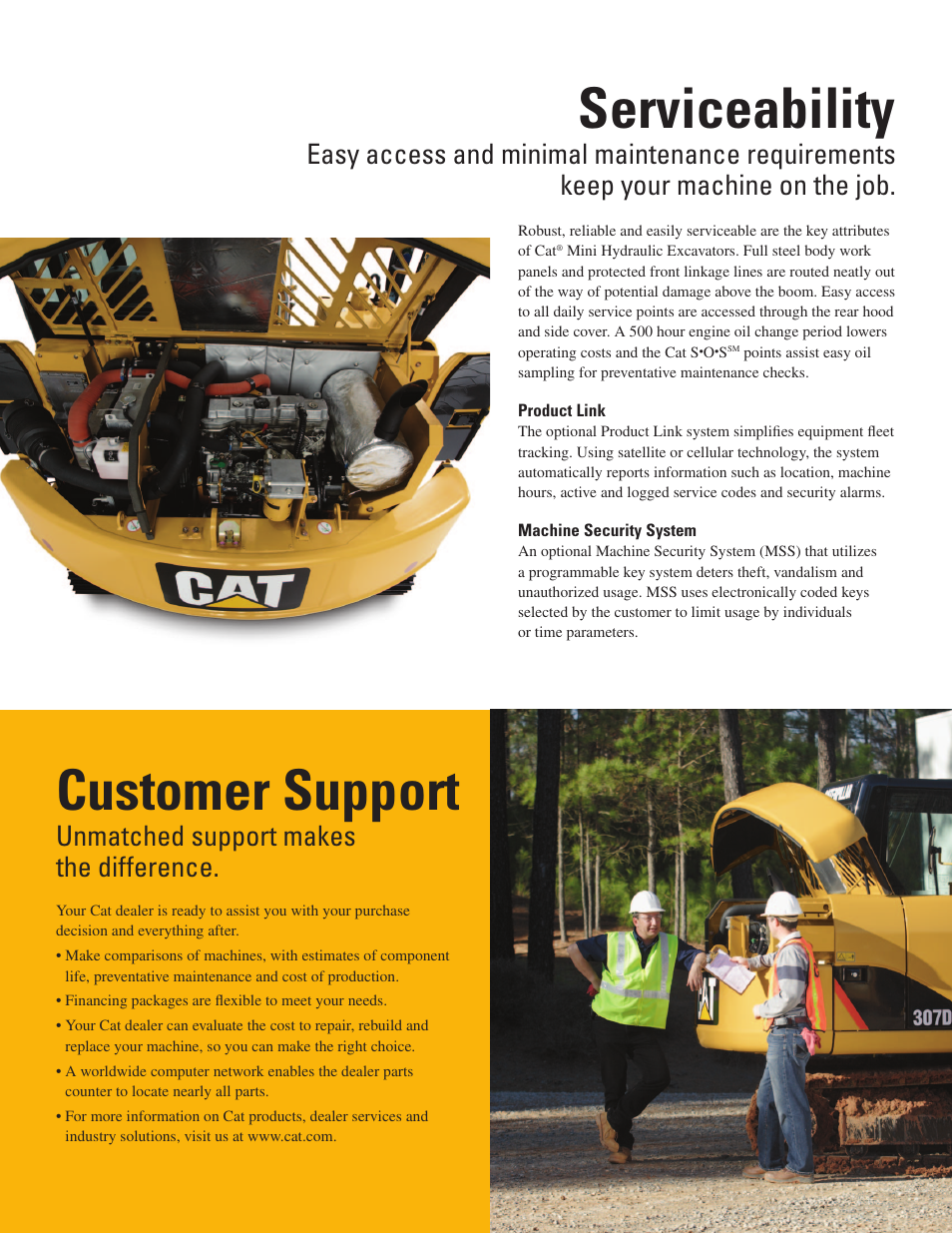 Serviceability, Customer support, Unmatched support makes the difference | Milton CAT 307D User Manual | Page 7 / 12