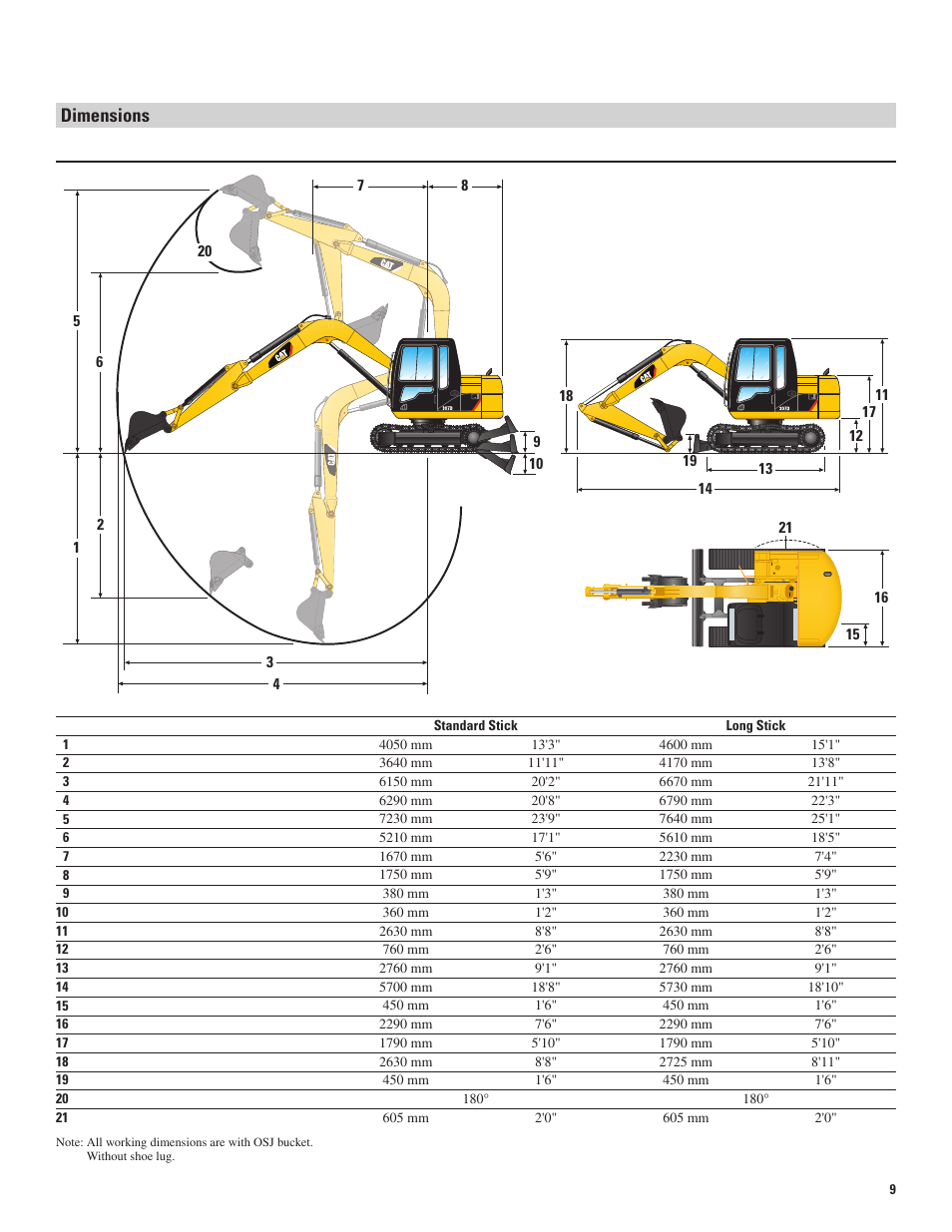 Dimensions | Milton CAT 307D User Manual | Page 9 / 12