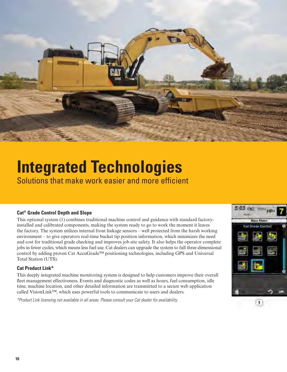 Integrated technologies, Solutions that make work easier and more efficient | Milton CAT 349E L User Manual | Page 10 / 32