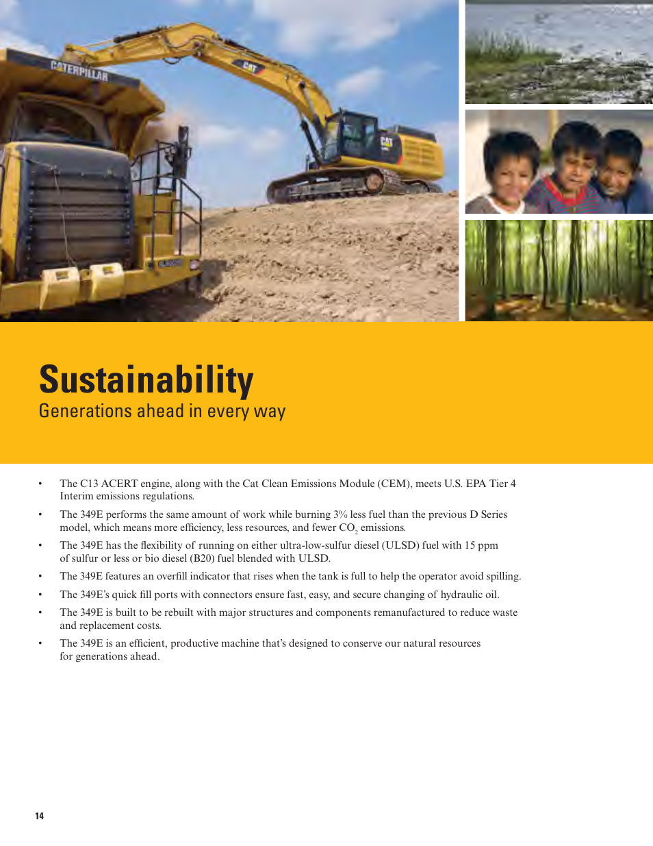 Sustainability, Generations ahead in every way | Milton CAT 349E L User Manual | Page 14 / 32