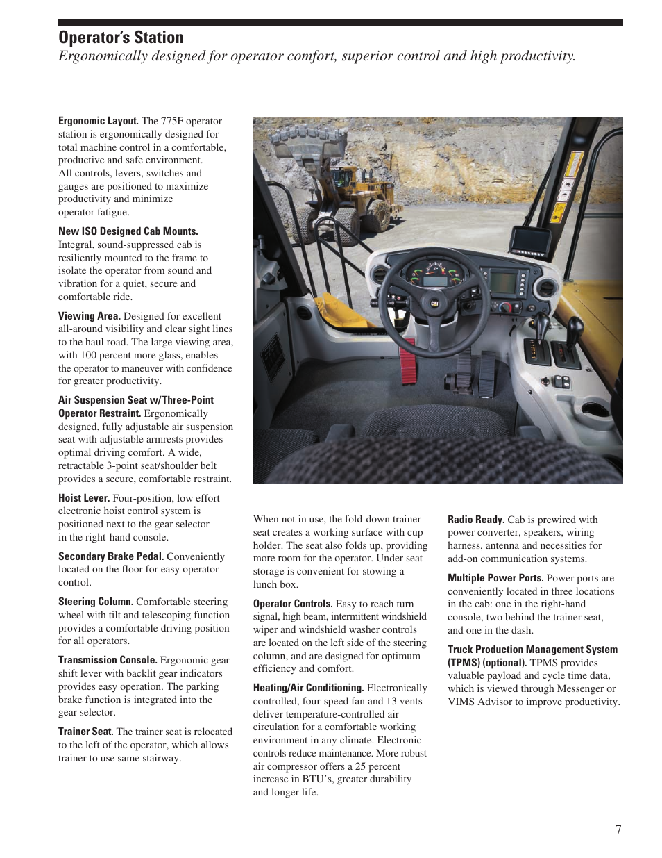 Operator’s station | Milton CAT 775F User Manual | Page 7 / 28