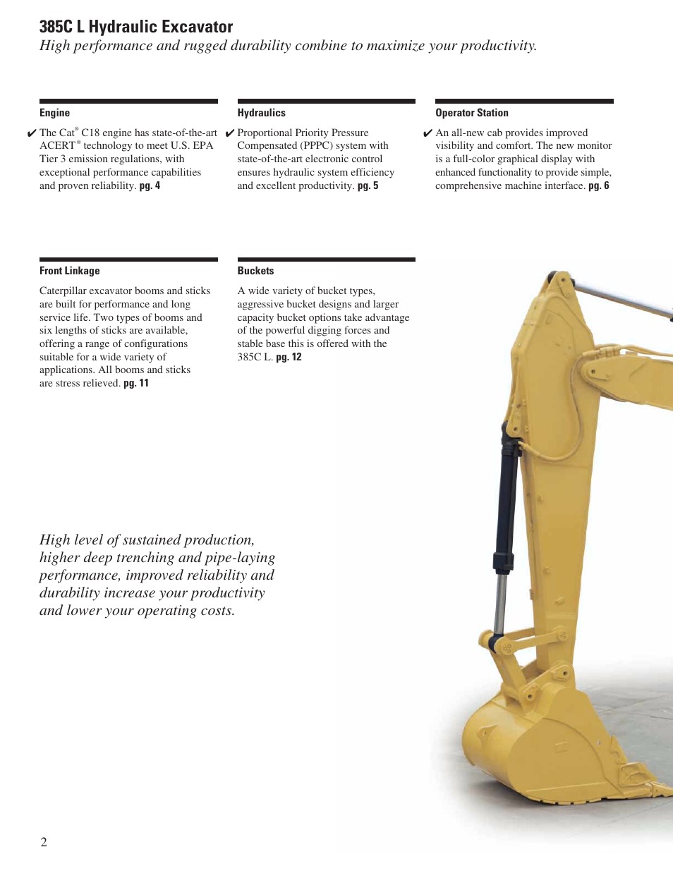385c l hydraulic excavator | Milton CAT 385C L User Manual | Page 2 / 28