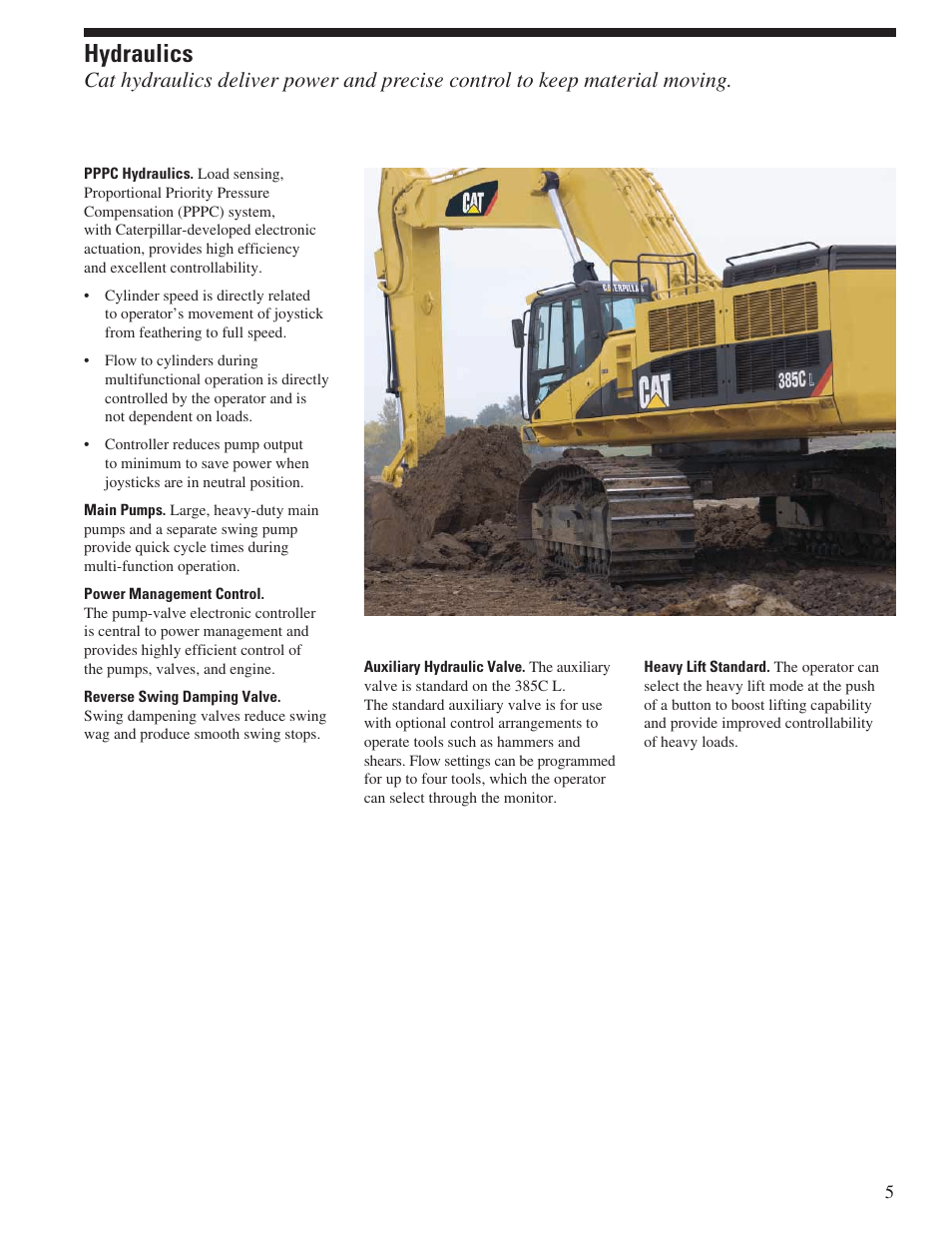 Hydraulics | Milton CAT 385C L User Manual | Page 5 / 28