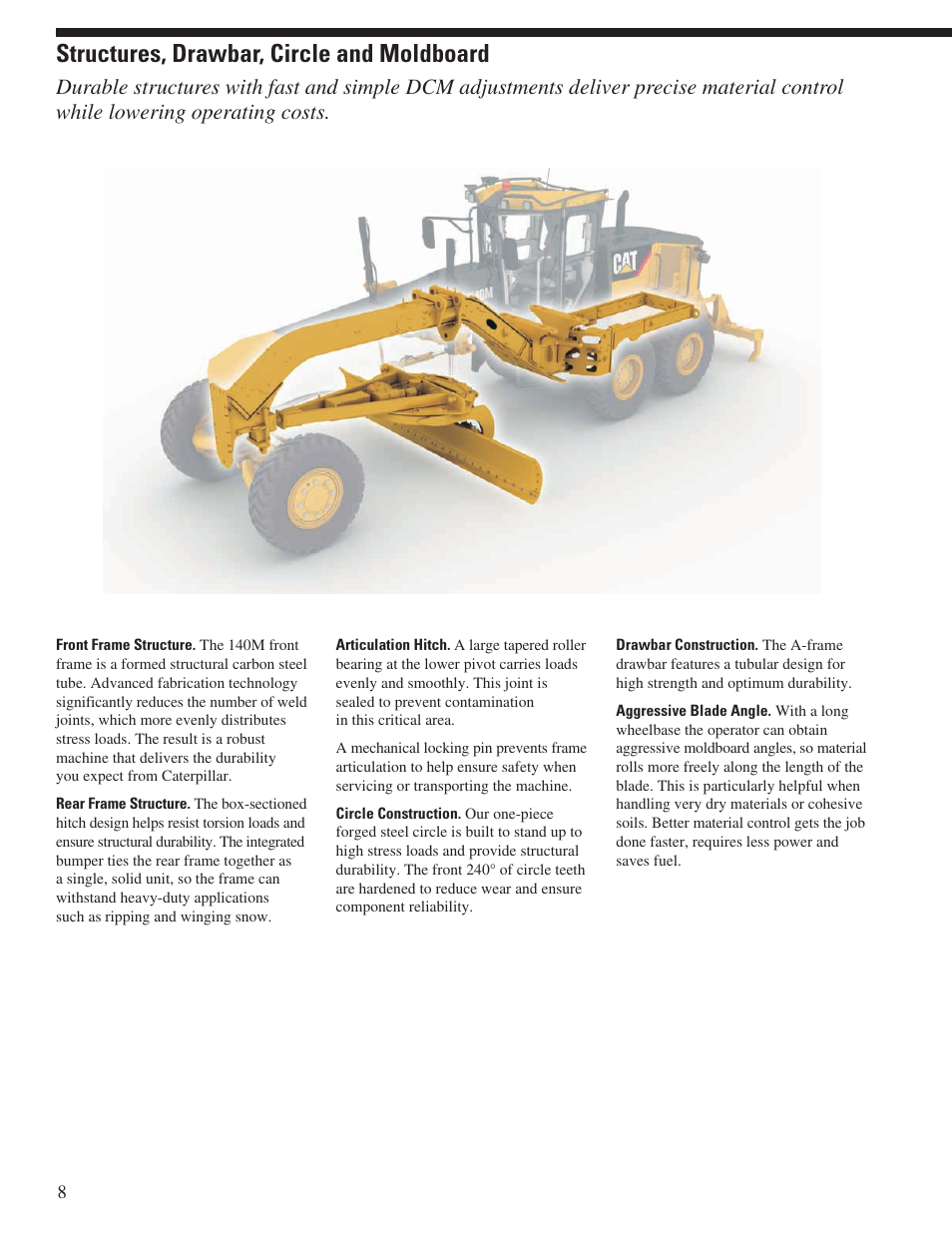 Structures, drawbar, circle and moldboard | Milton CAT 140M User Manual | Page 8 / 28