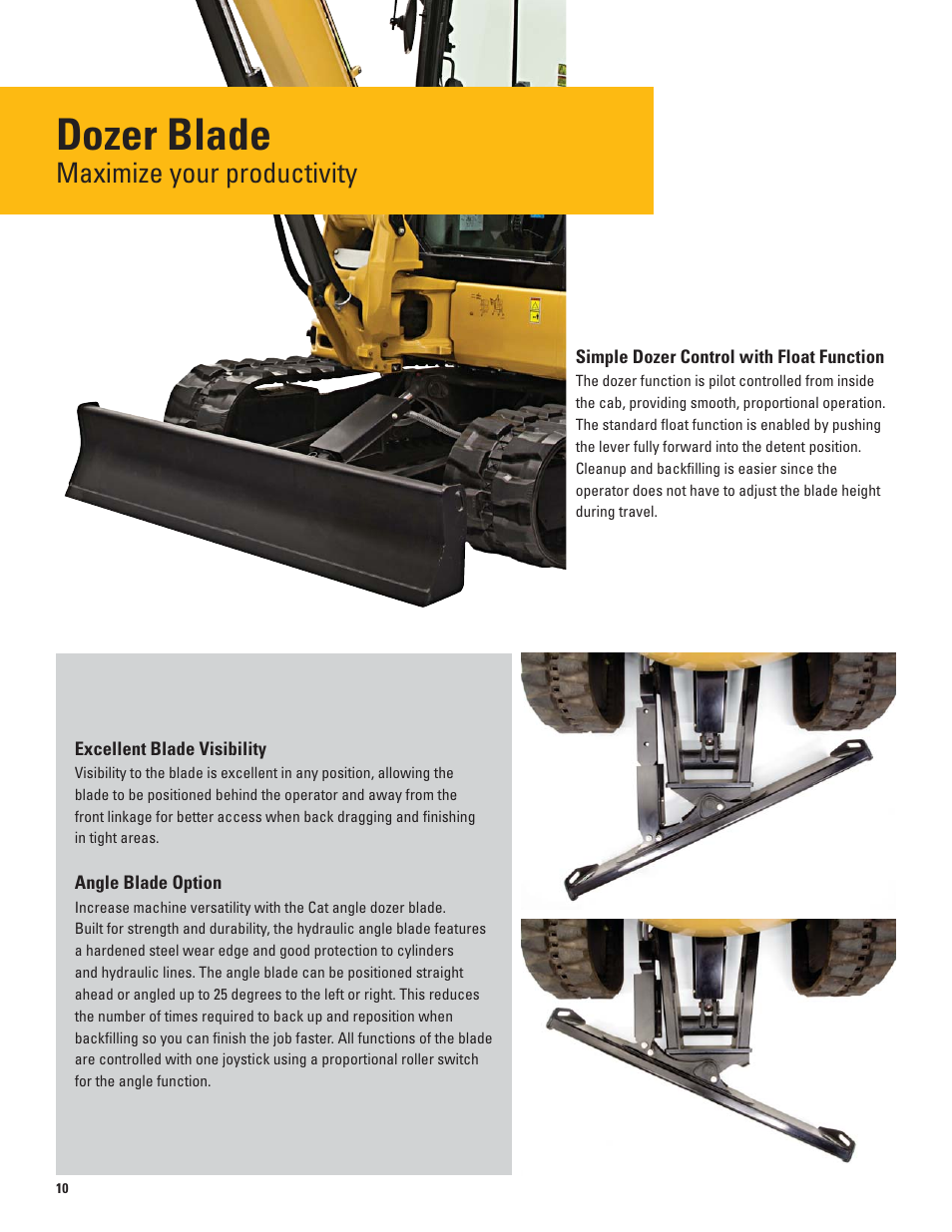 Dozer blade, Coupler and work tool options, Maximize your productivity | Milton CAT 305.5E CR User Manual | Page 10 / 24