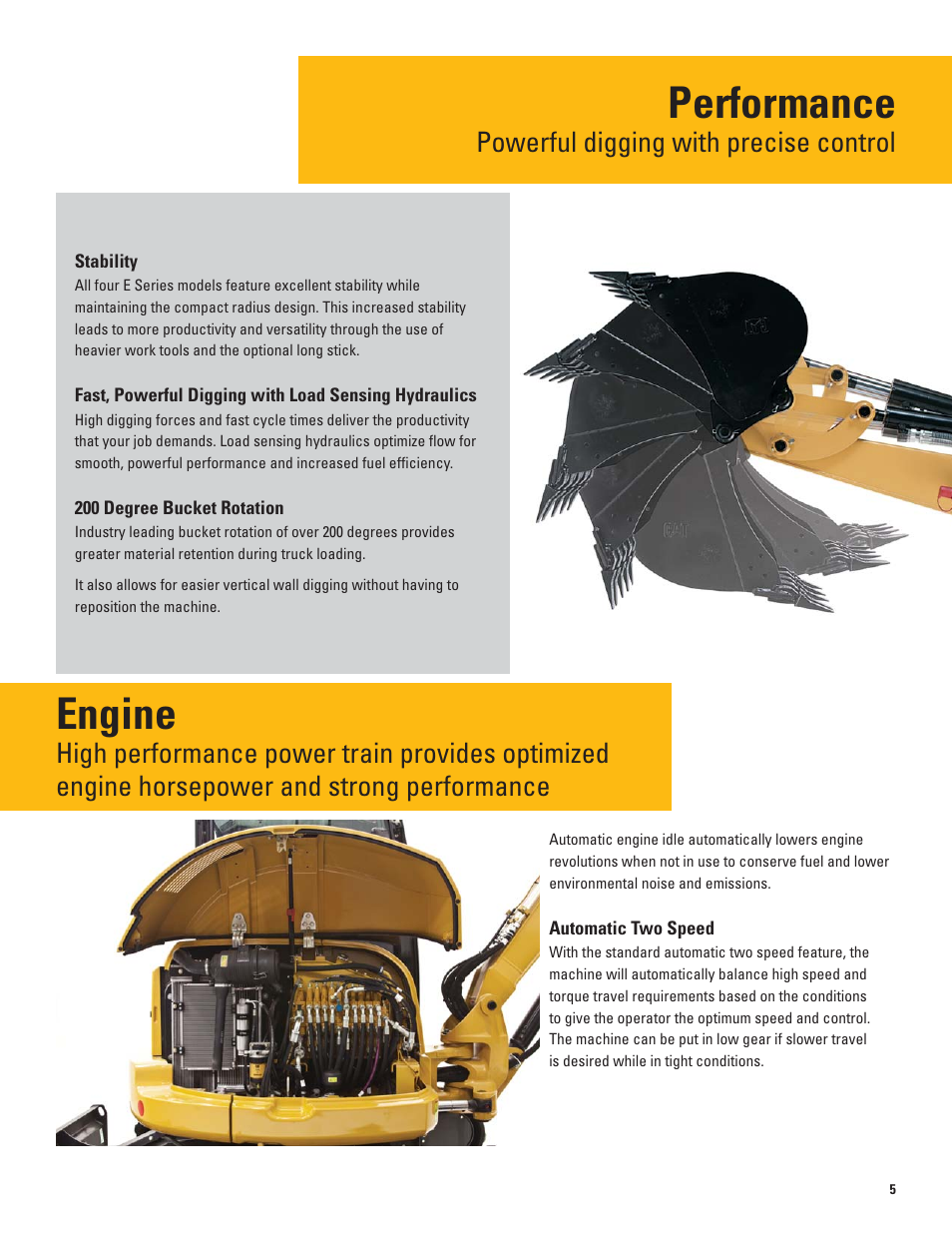 Performance, Engine, Powerful digging with precise control | Milton CAT 305.5E CR User Manual | Page 5 / 24