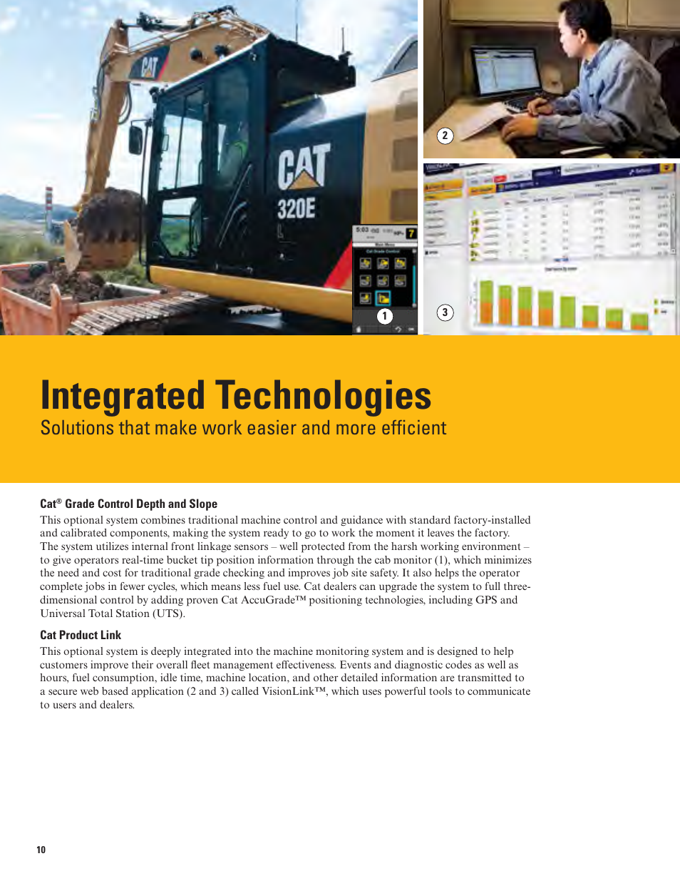 Integrated technologies, Solutions that make work easier and more efficient | Milton CAT 320E L User Manual | Page 10 / 32