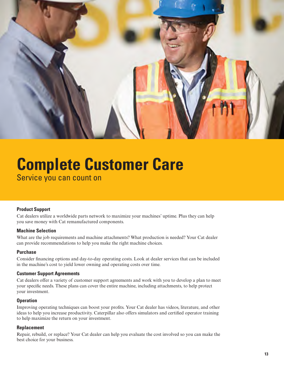 Complete customer care, Service you can count on | Milton CAT 320E L User Manual | Page 13 / 32