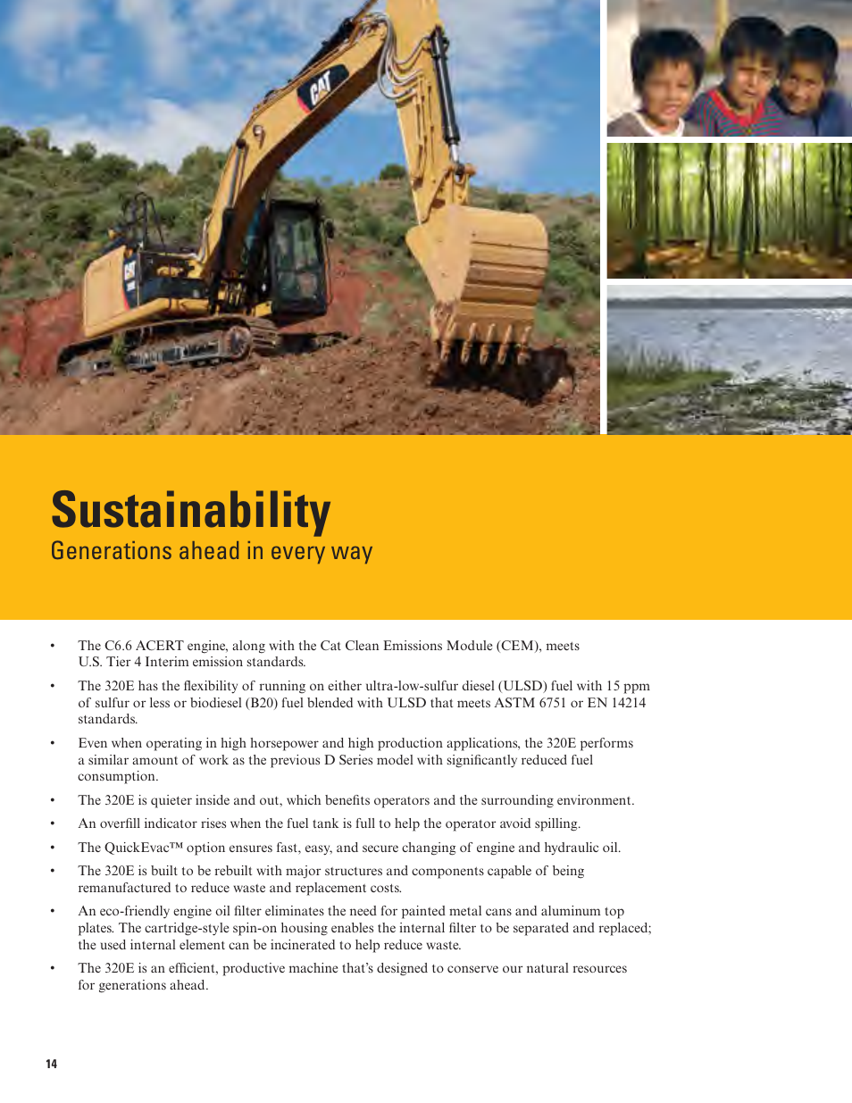 Sustainability, Generations ahead in every way | Milton CAT 320E L User Manual | Page 14 / 32