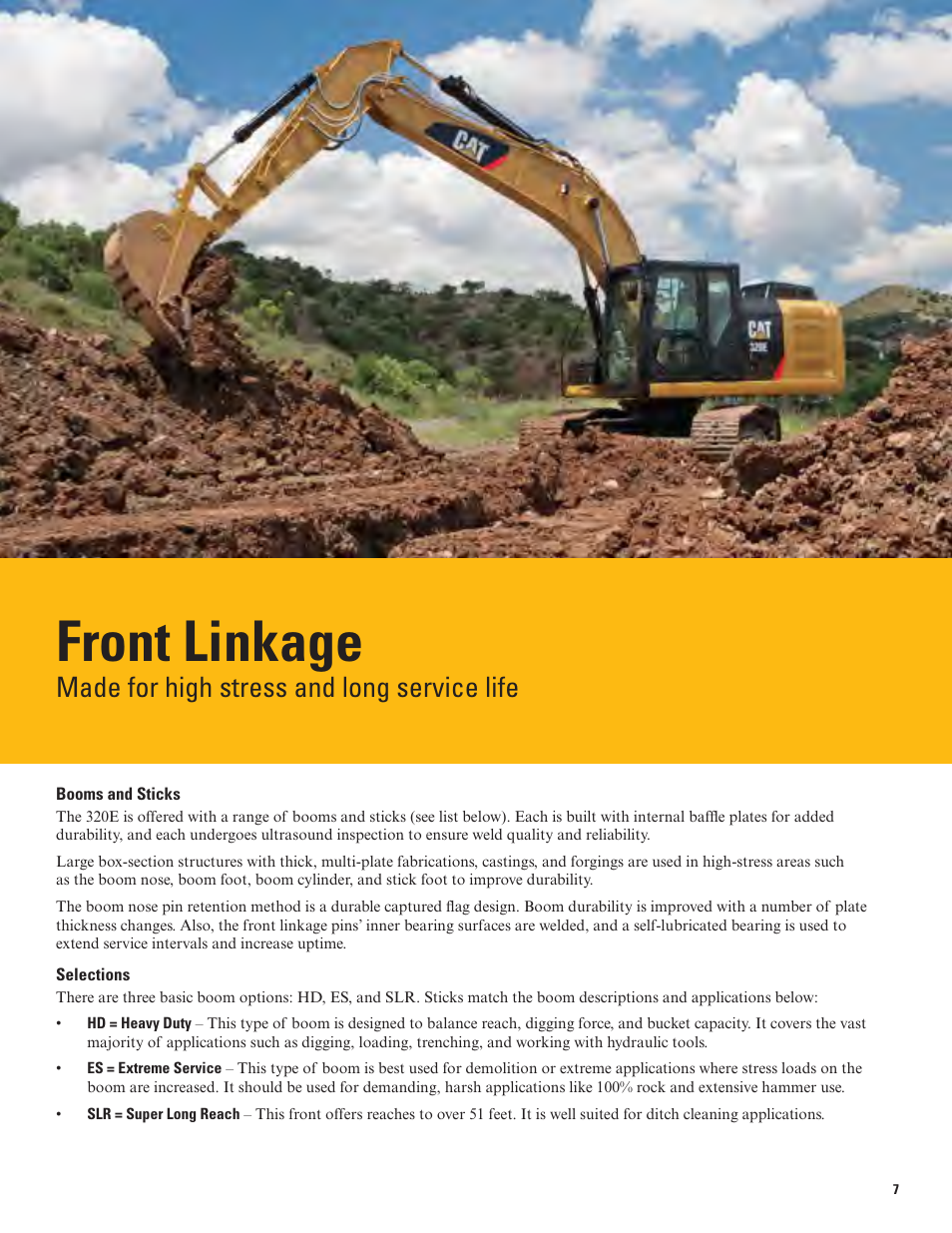 Front linkage, Made for high stress and long service life | Milton CAT 320E L User Manual | Page 7 / 32