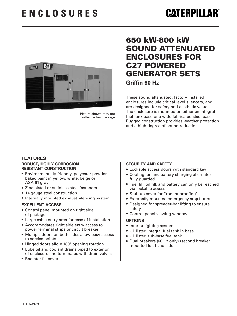 Milton CAT C27 Sound Attenuated Enclosure User Manual | 4 pages