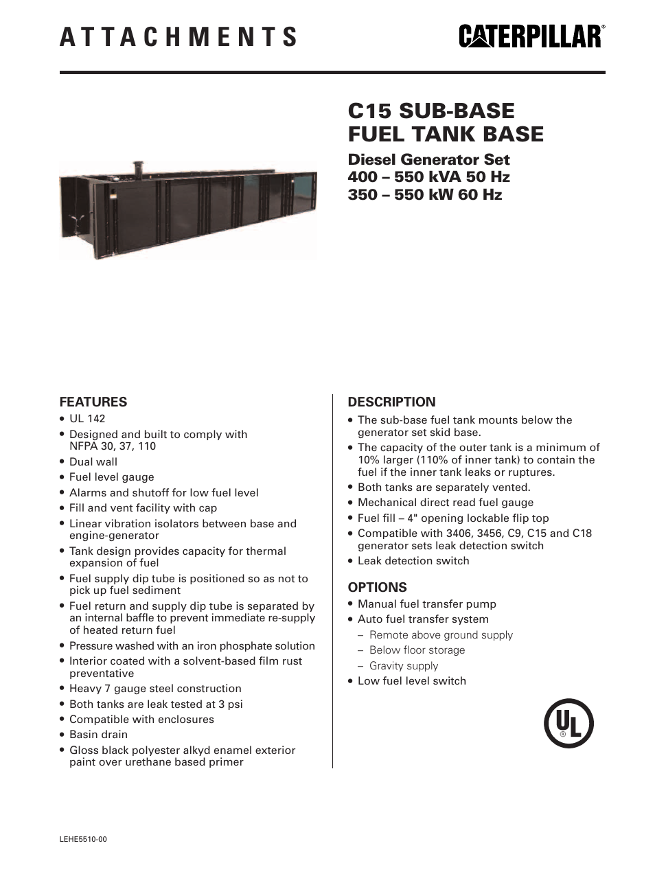 Milton CAT C15 Factory Sub-Base Fuel Tank User Manual | 2 pages