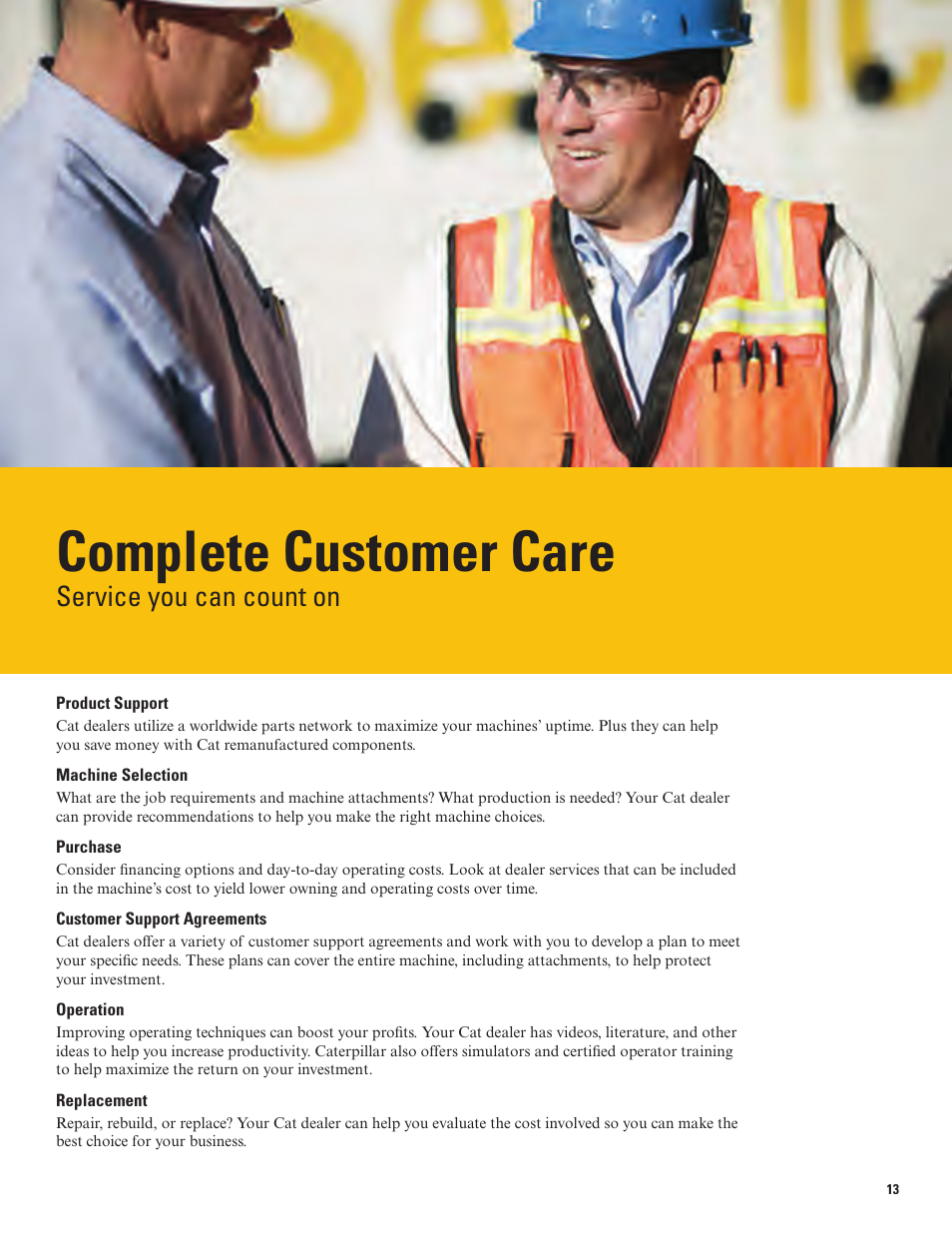 Complete customer care, Service you can count on | Milton CAT 316E User Manual | Page 13 / 28