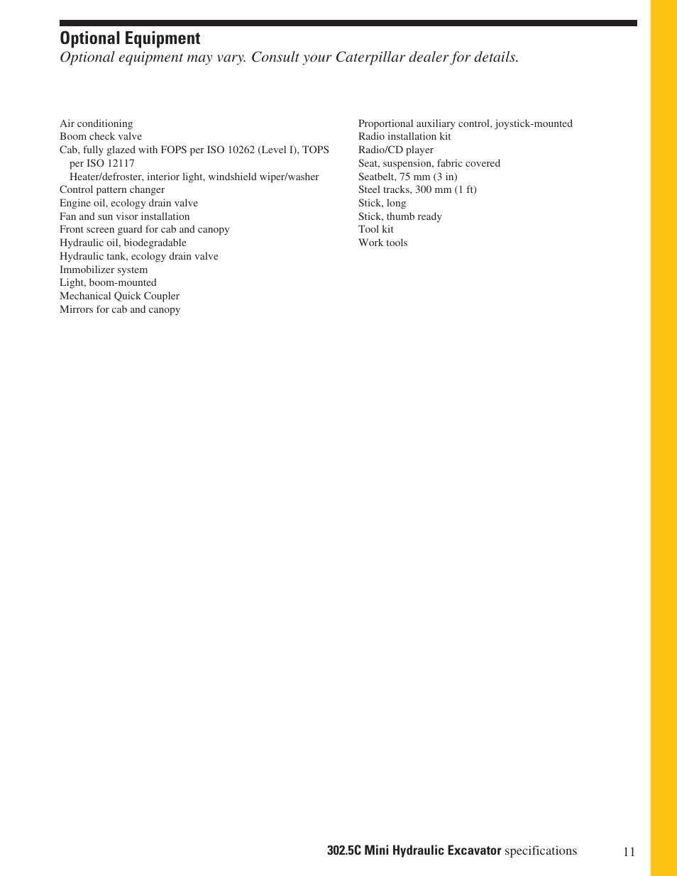 Optional equipment | Milton CAT 302.5C User Manual | Page 11 / 12