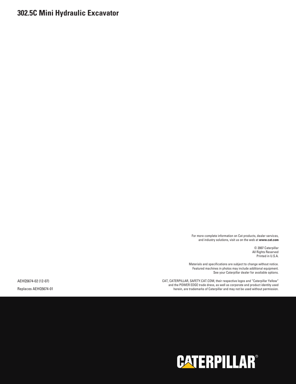 5c mini hydraulic excavator | Milton CAT 302.5C User Manual | Page 12 / 12