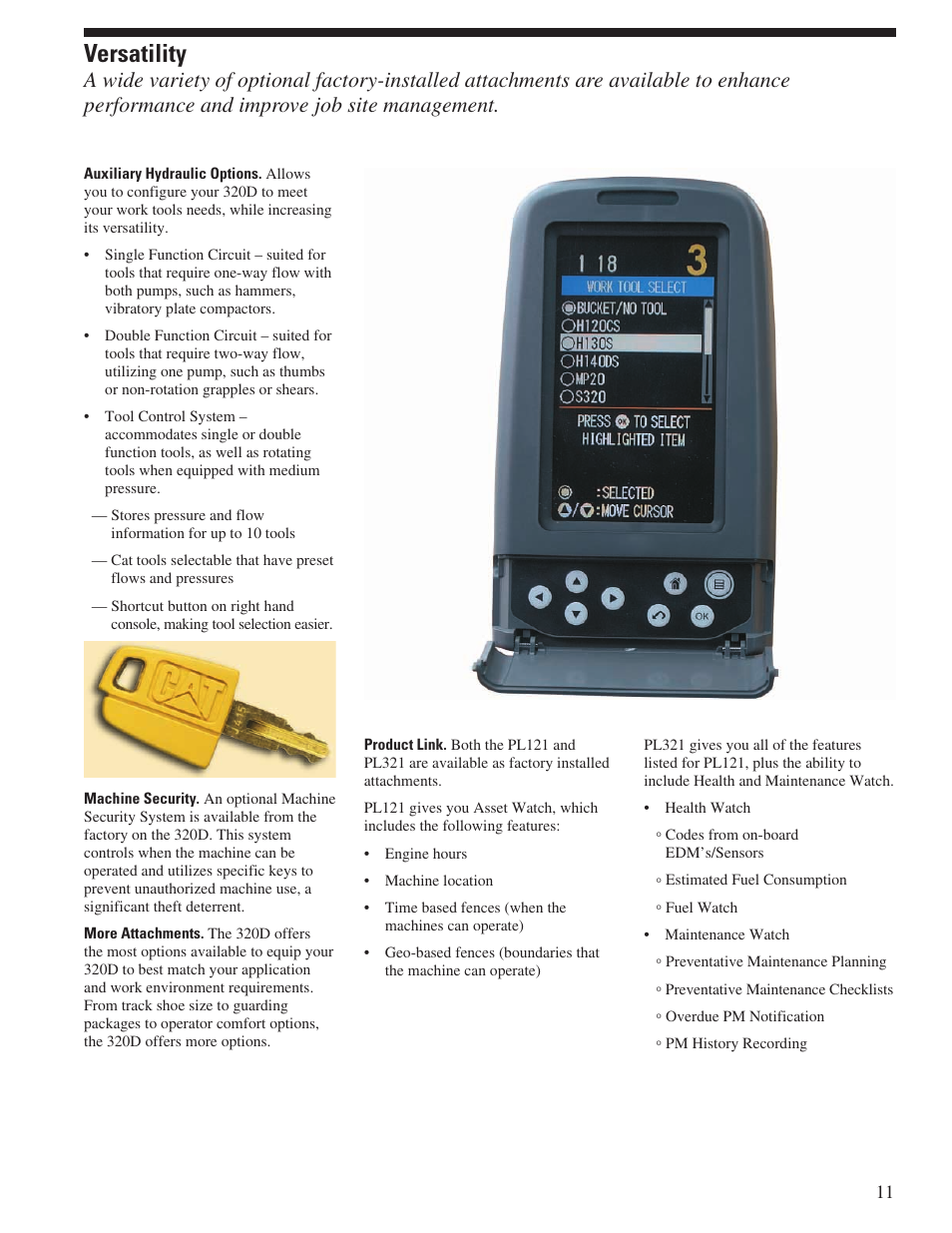 Versatility | Milton CAT 320D L User Manual | Page 11 / 32