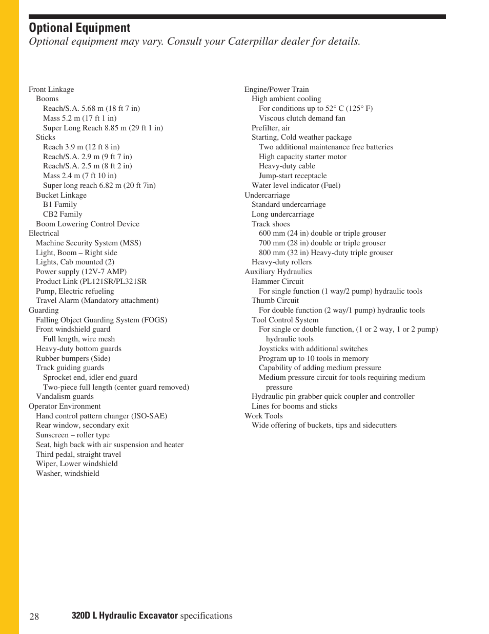 Optional equipment | Milton CAT 320D L User Manual | Page 28 / 32