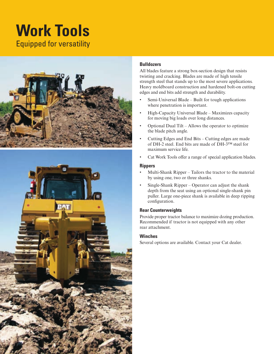 Work tools, Equipped for versatility | Milton CAT D9T User Manual | Page 10 / 20