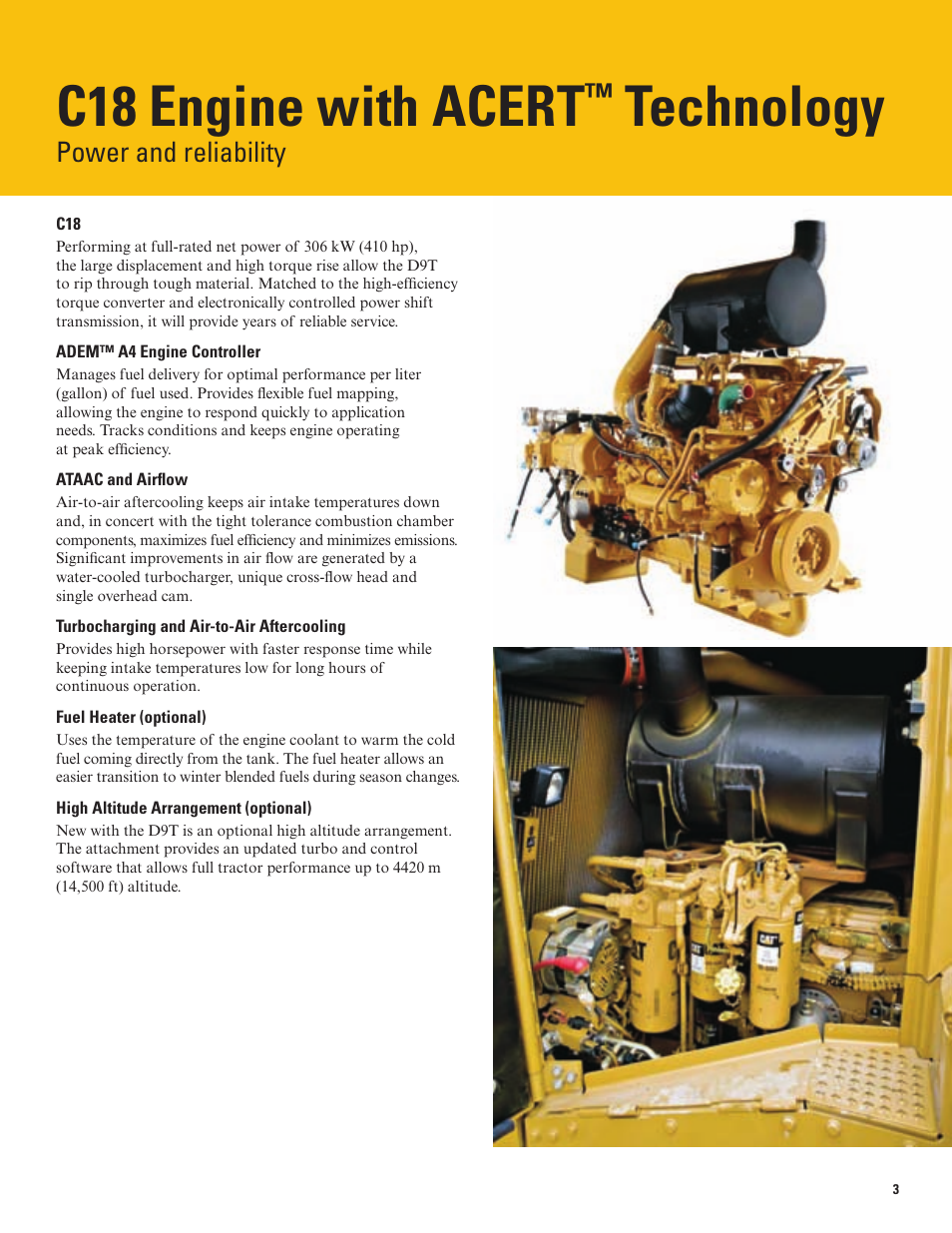 C18 engine with acert, Technology, Power and reliability | Milton CAT D9T User Manual | Page 3 / 20