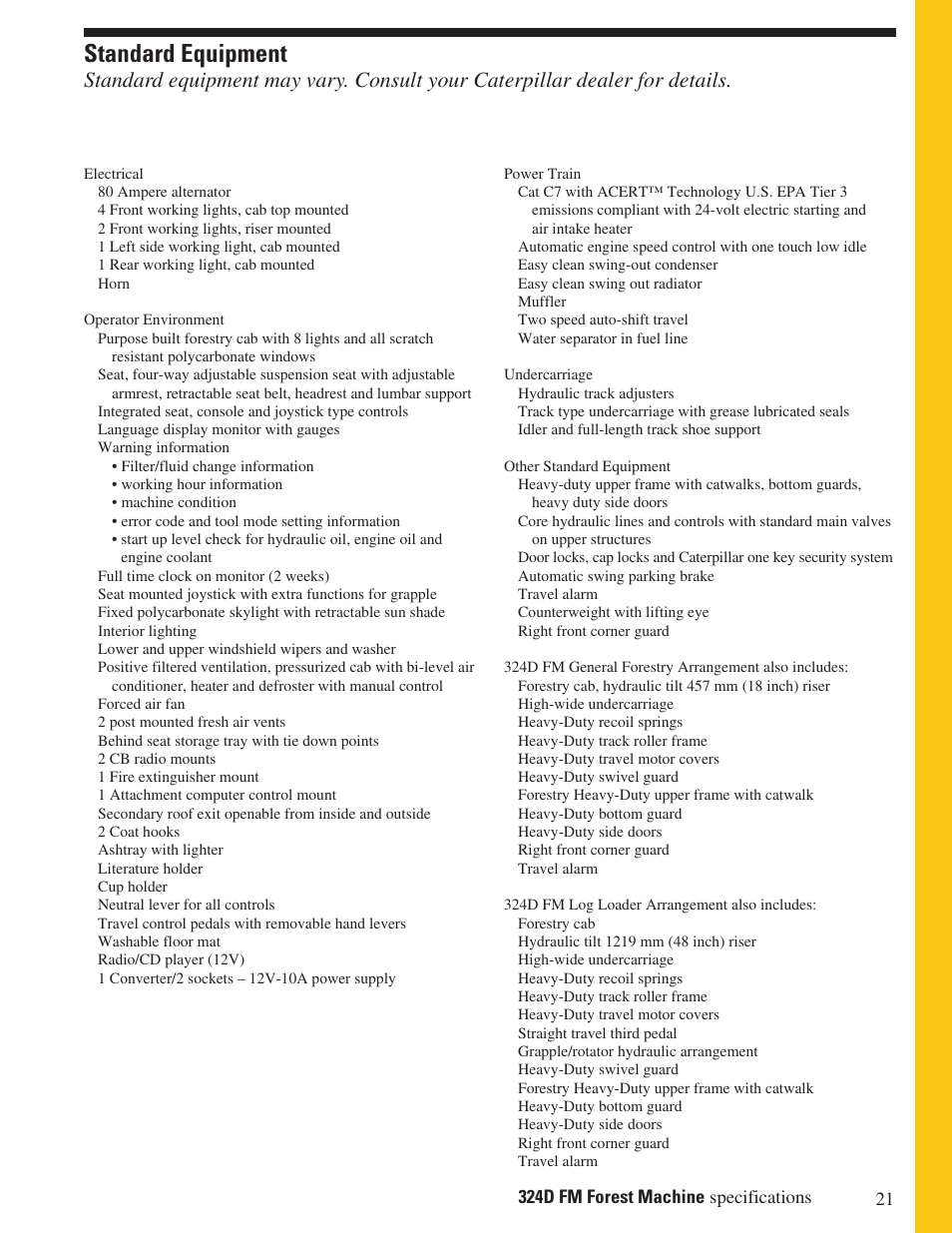 Standard equipment | Milton CAT 324D FM User Manual | Page 21 / 24