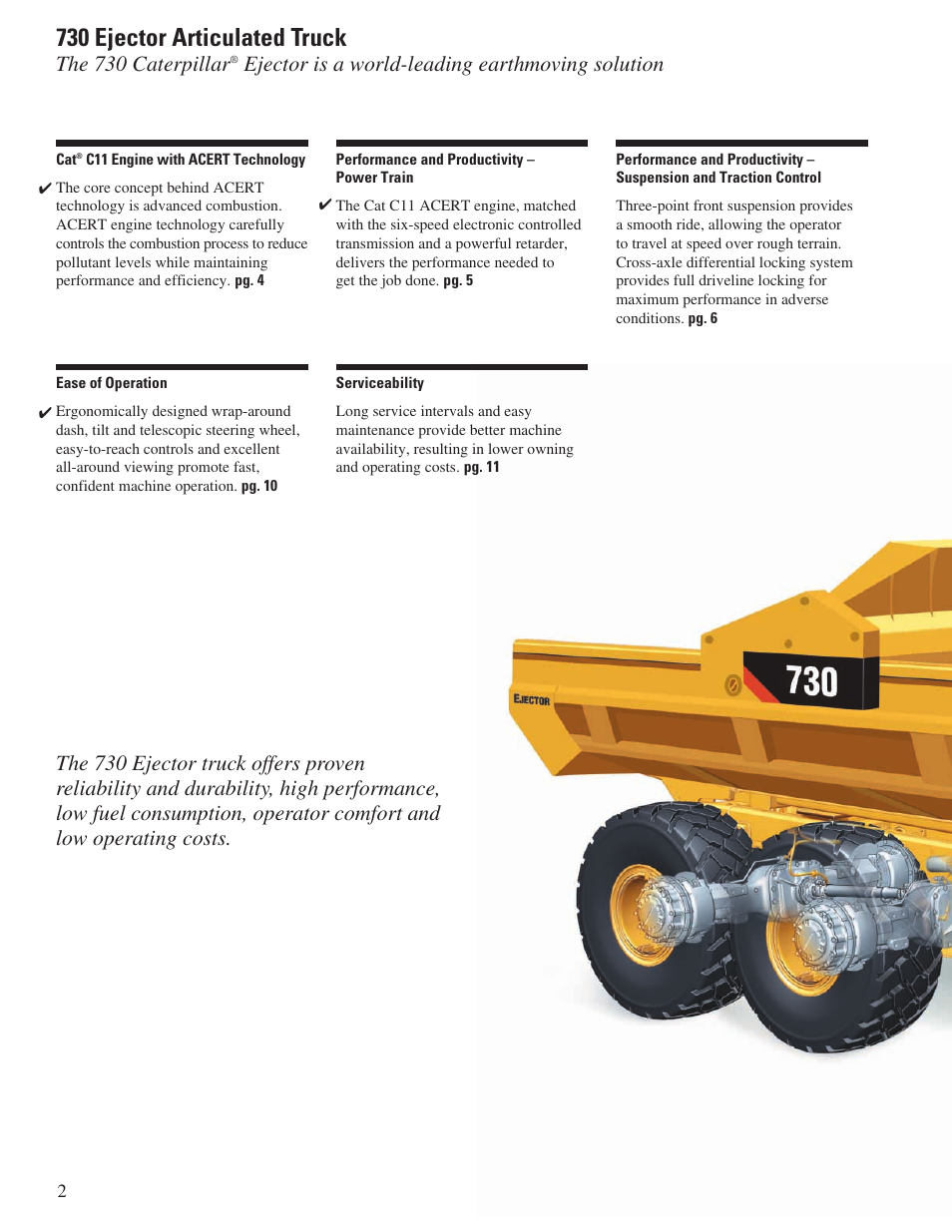 730 ejector articulated truck, The 730 caterpillar | Milton CAT 730 Ejector User Manual | Page 2 / 20