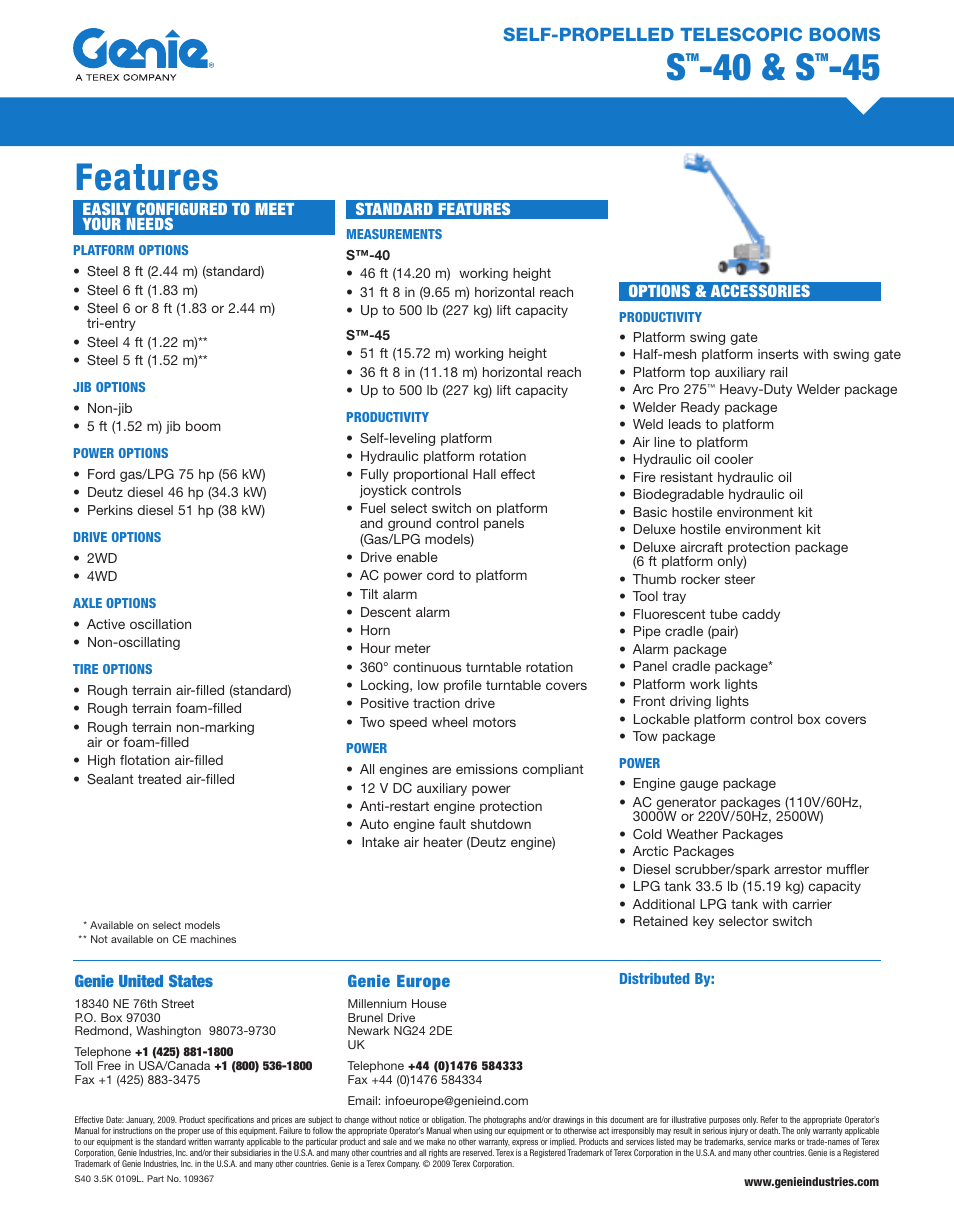 40 & s, Features | Milton CAT S45 User Manual | Page 2 / 2