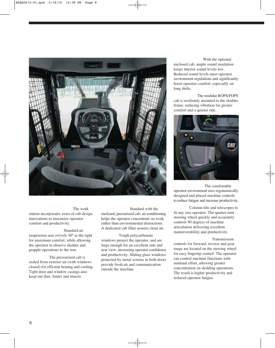 Operator station, Easy to operate, fingertip controls, less fatigue | Milton CAT 545C User Manual | Page 8 / 20