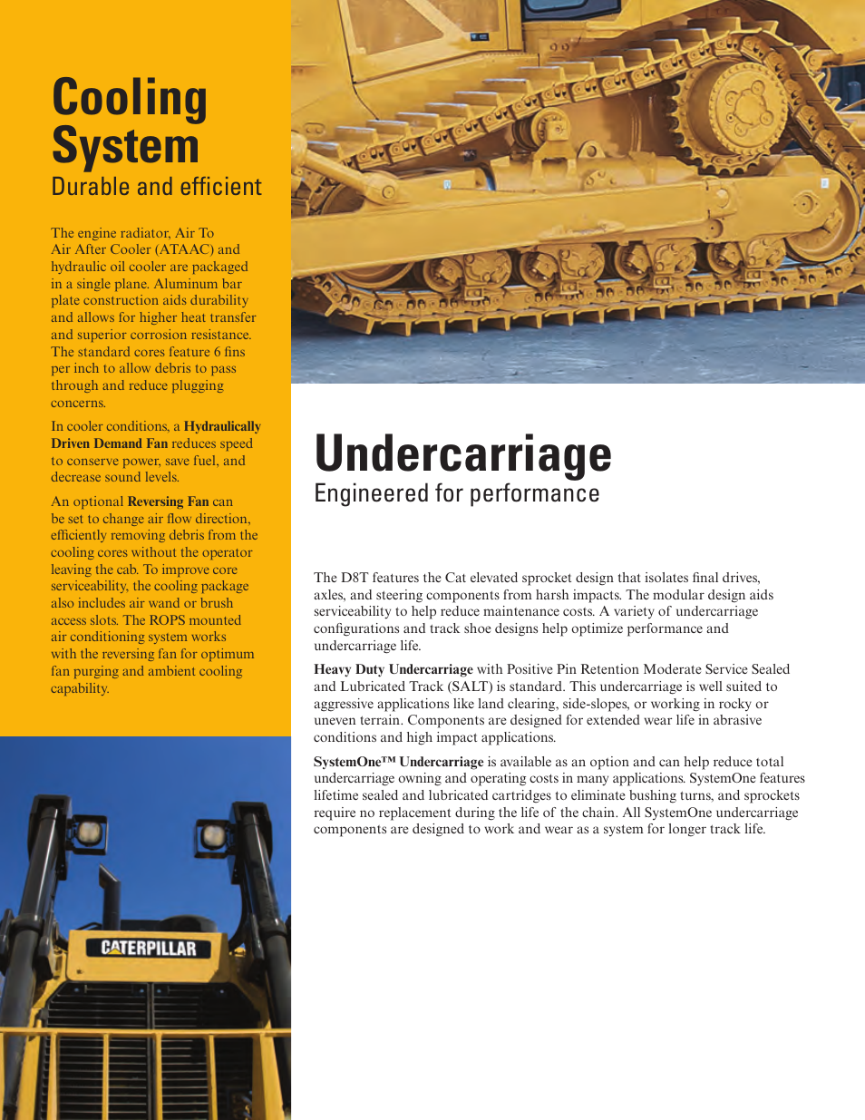 Cooling system, Undercarriage | Milton CAT D8T Tier 4 Interim-Stage IIIB User Manual | Page 10 / 20