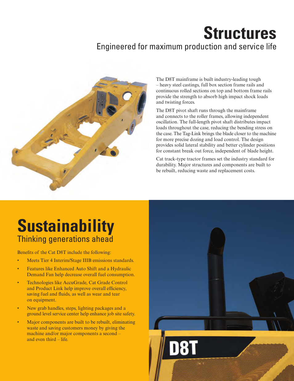 Structures, Sustainability, Engineered for maximum production and service life | Thinking generations ahead | Milton CAT D8T Tier 4 Interim-Stage IIIB User Manual | Page 11 / 20