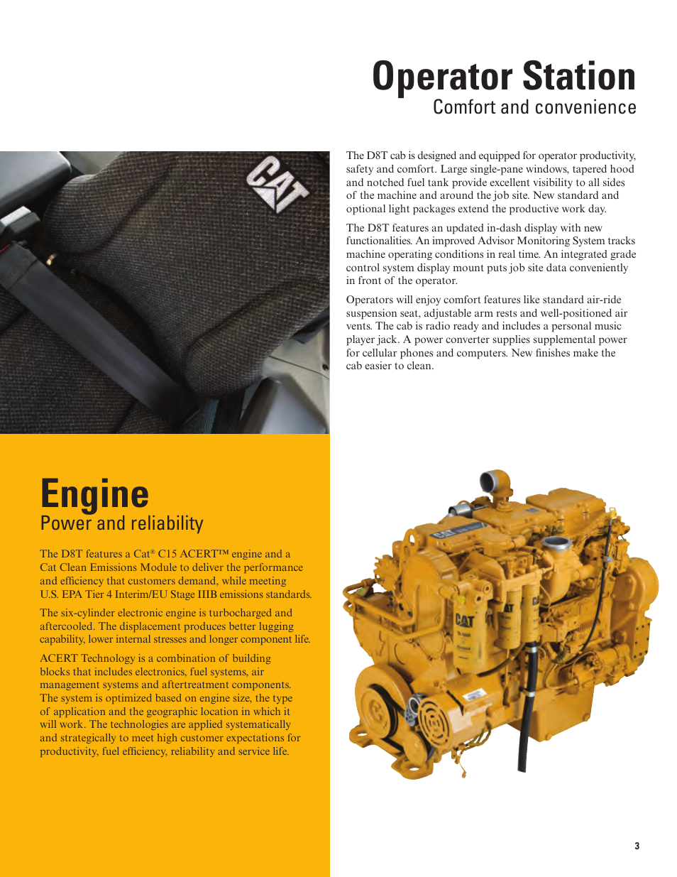 Operator station, Engine | Milton CAT D8T Tier 4 Interim-Stage IIIB User Manual | Page 3 / 20