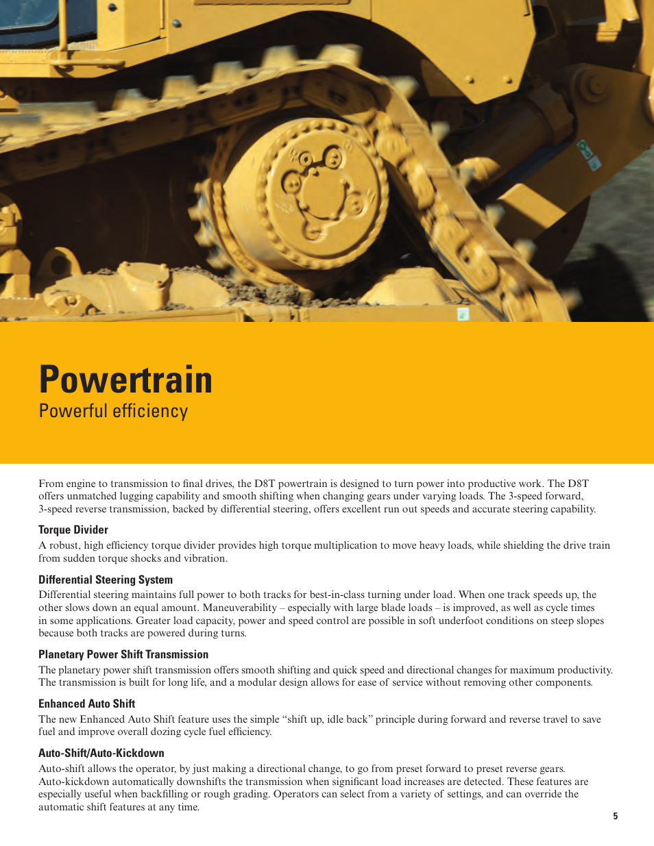 Powertrain, Powerful efficiency | Milton CAT D8T Tier 4 Interim-Stage IIIB User Manual | Page 5 / 20