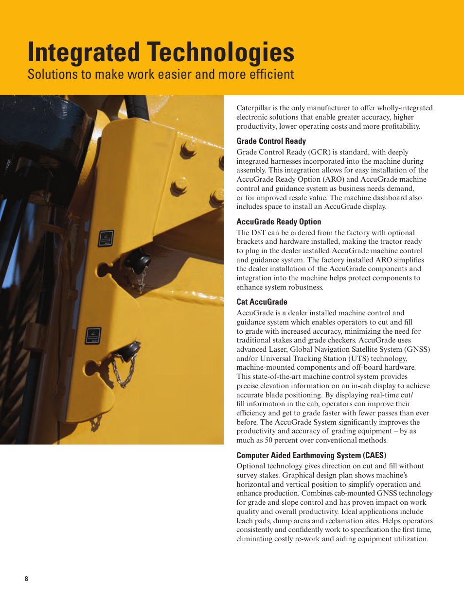 Integrated technologies, Solutions to make work easier and more efficient | Milton CAT D8T Tier 4 Interim-Stage IIIB User Manual | Page 8 / 20