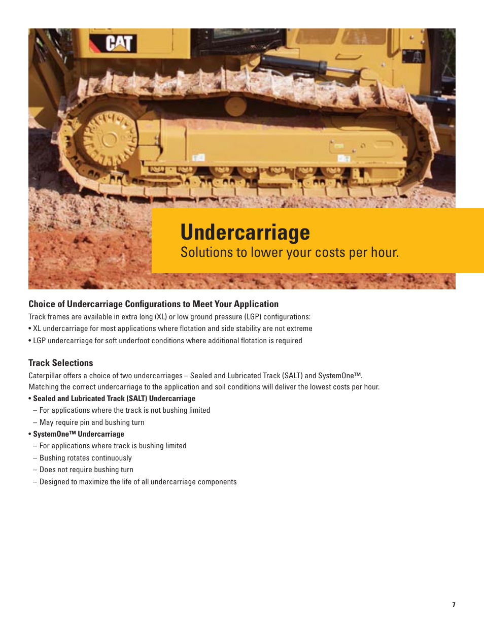 Undercarriage, Solutions to lower your costs per hour | Milton CAT D4K2 User Manual | Page 7 / 16