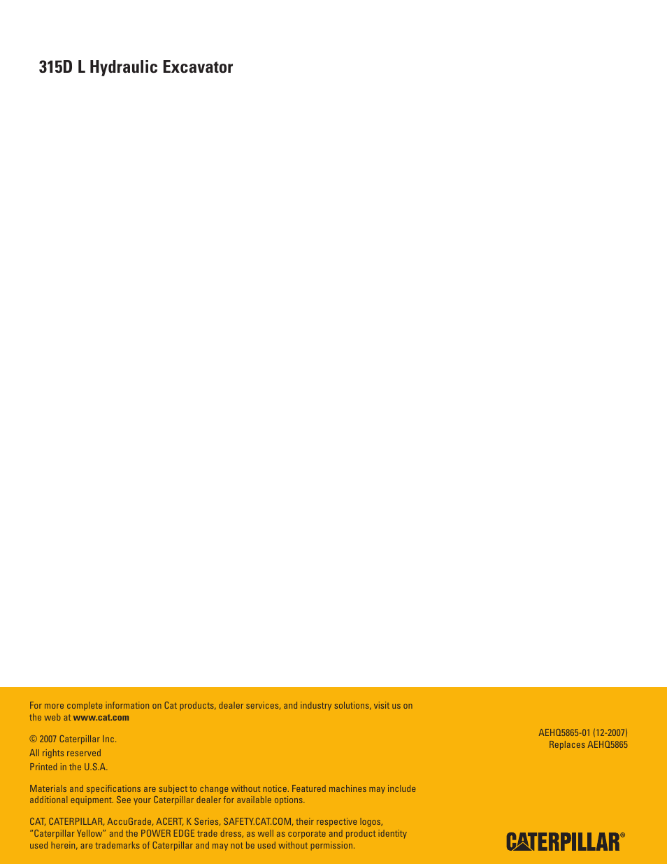315d l hydraulic excavator | Milton CAT 315D L User Manual | Page 24 / 24