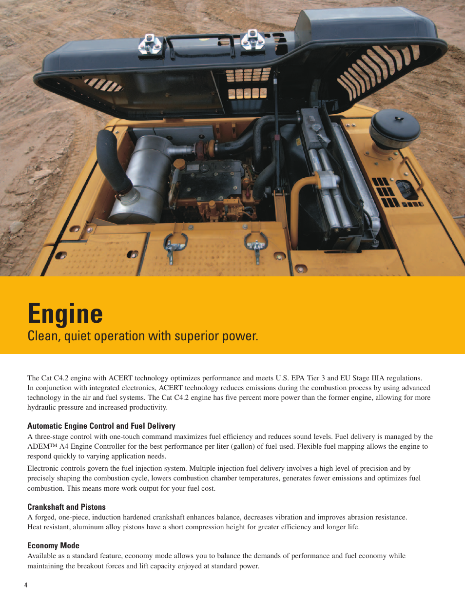 Engine, Clean, quiet operation with superior power | Milton CAT 315D L User Manual | Page 4 / 24