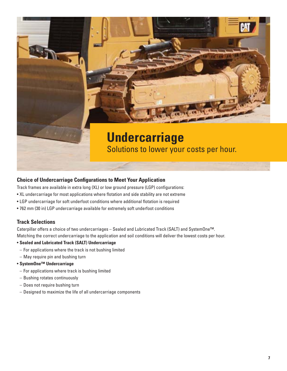 Undercarriage, Solutions to lower your costs per hour | Milton CAT D3K2 User Manual | Page 7 / 16