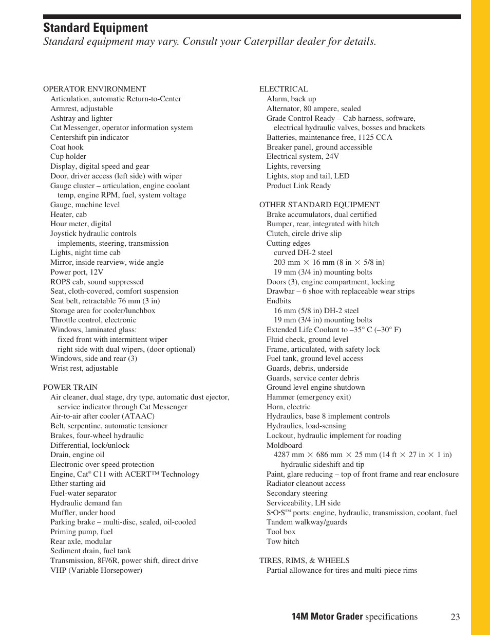 Standard equipment | Milton CAT 14M User Manual | Page 23 / 28