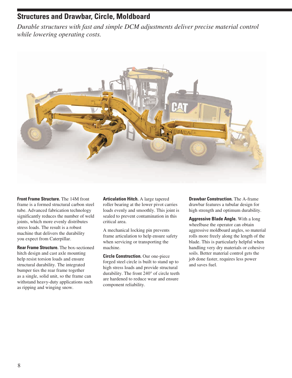 Structures and drawbar, circle, moldboard | Milton CAT 14M User Manual | Page 8 / 28