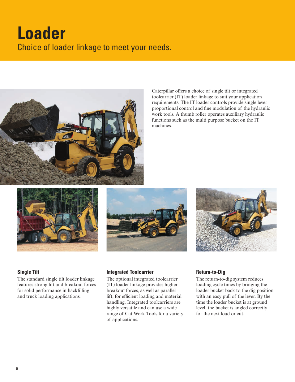 Loader, Choice of loader linkage to meet your needs | Milton CAT 430E IT User Manual | Page 6 / 28