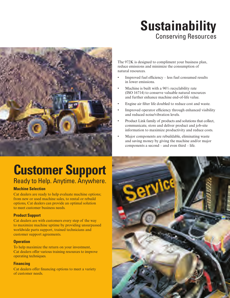 Customer support, Sustainability, Ready to help. anytime. anywhere | Conserving resources | Milton CAT 972K User Manual | Page 11 / 32