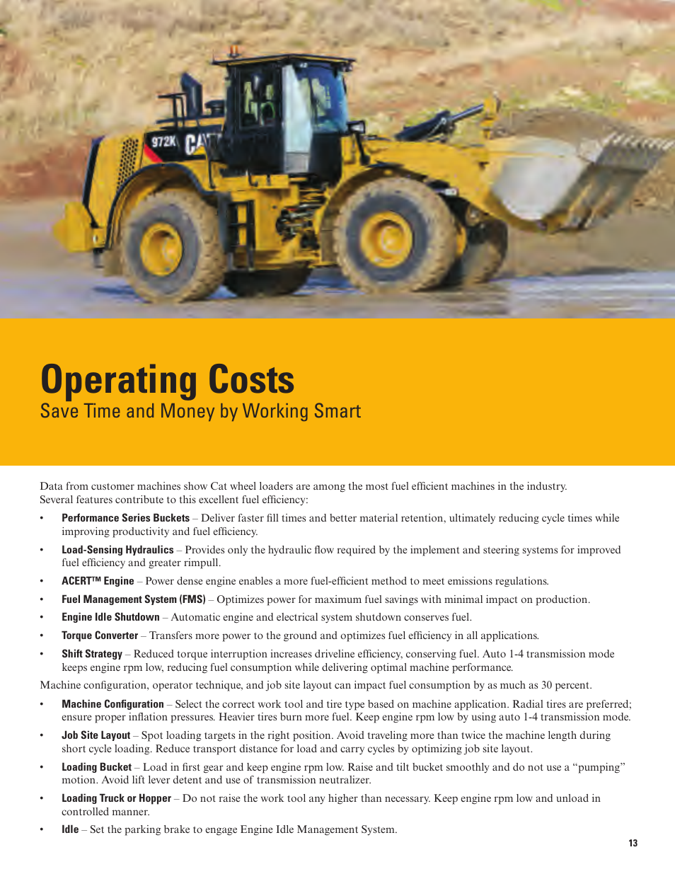 Operating costs, Save time and money by working smart | Milton CAT 972K User Manual | Page 13 / 32