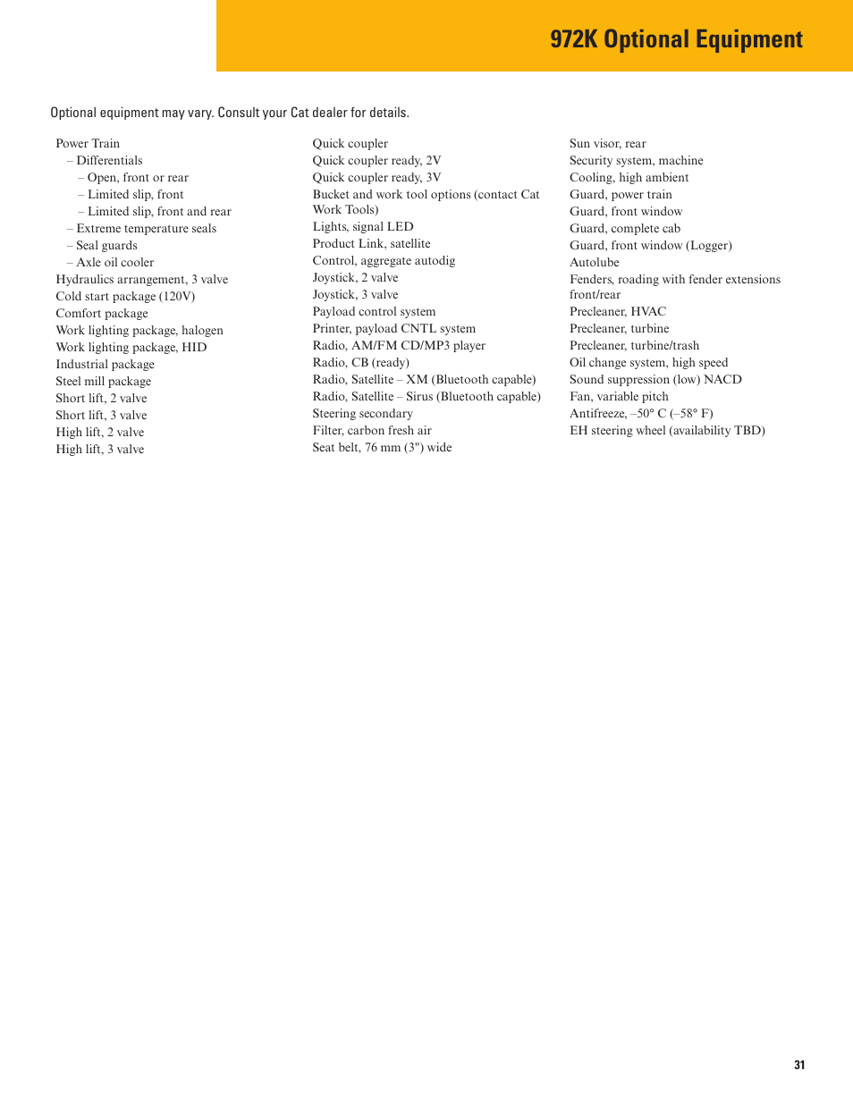972k optional equipment | Milton CAT 972K User Manual | Page 31 / 32