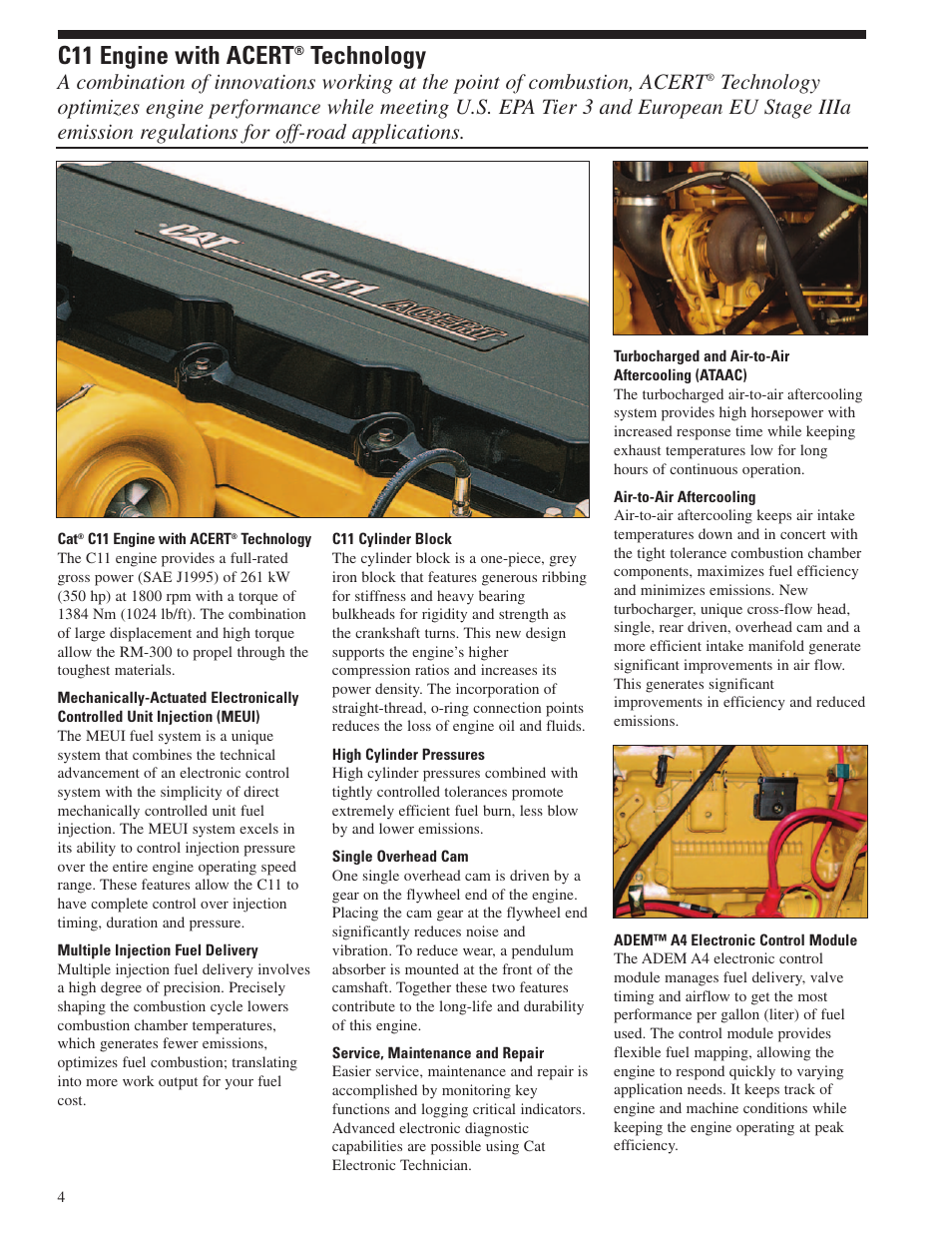 C11 engine with acert® technology, C11 engine with acert, Technology | Milton CAT RM 300 User Manual | Page 4 / 16