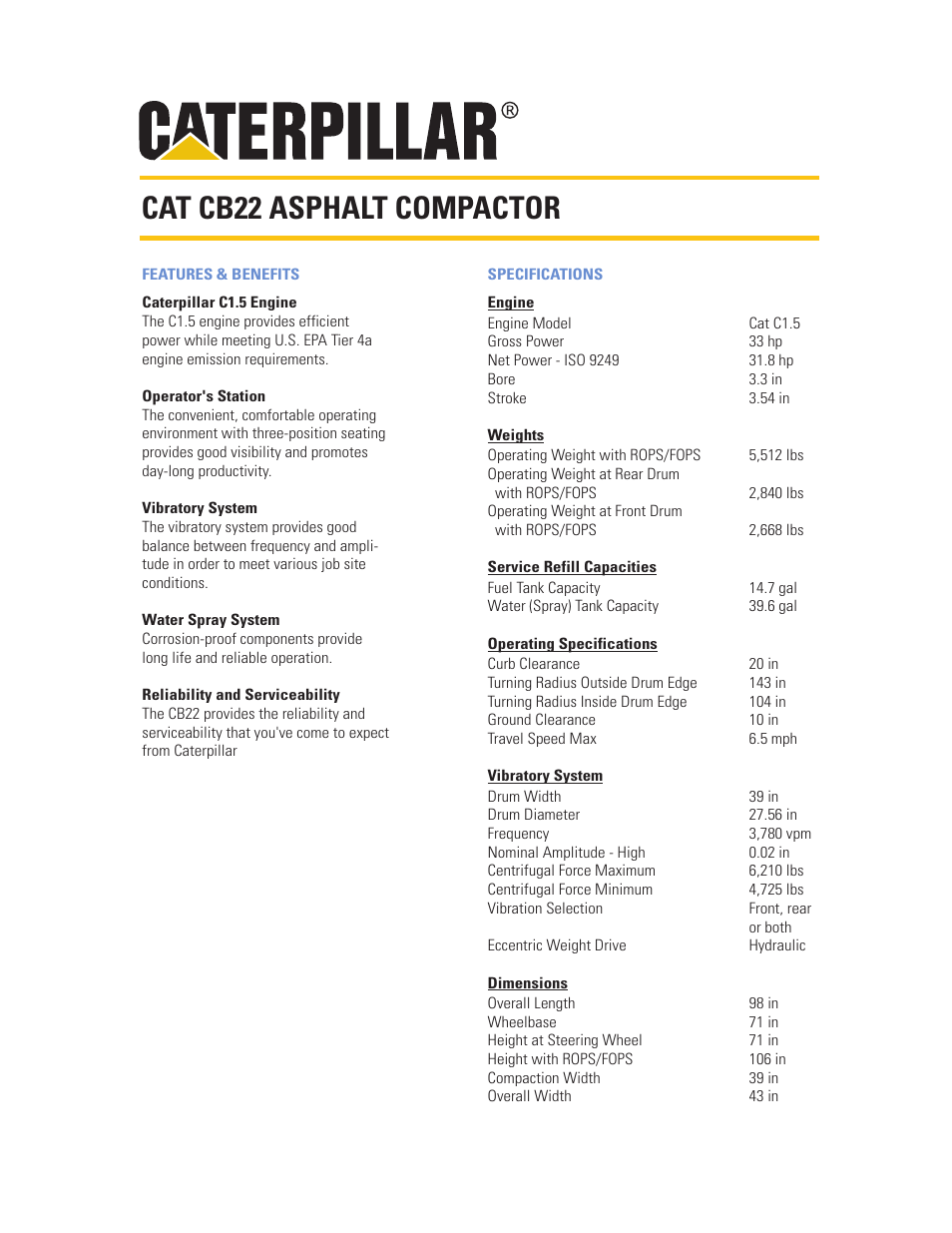 Milton CAT CB22 User Manual | 1 page