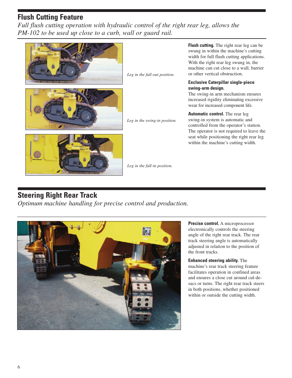 Flush cutting feature, Steering right rear track | Milton CAT PM 102 User Manual | Page 6 / 12