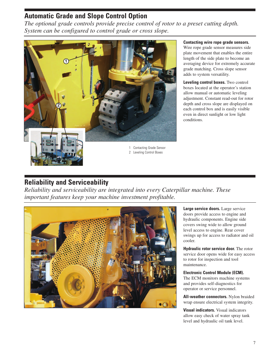 Automatic grade and slope control option, Reliability and serviceability | Milton CAT PM 102 User Manual | Page 7 / 12