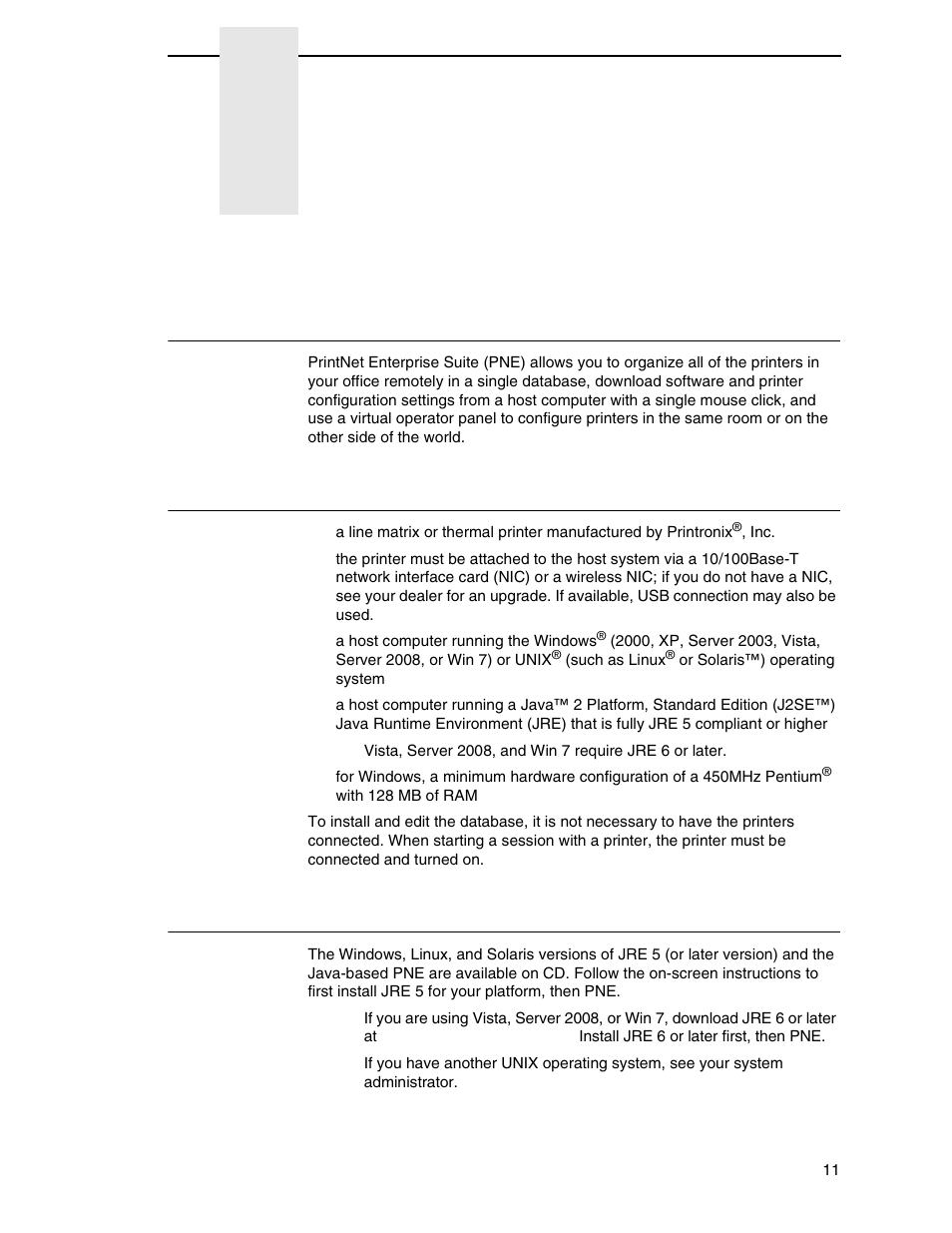 1 overview, Printnet enterprise suite, Requirements | Installing the software, Overview | Printronix PrintNet Enterprise User Manual | Page 11 / 330